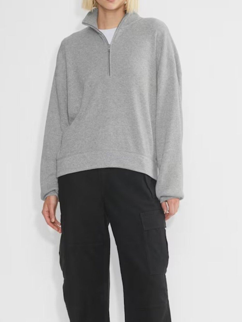 TNA Aritzia Waffle 1/4 Zip Sweater